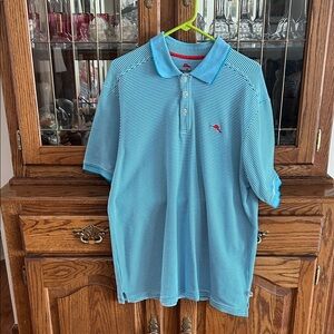 Tommy Bahama Blue Striped Polo Shirt